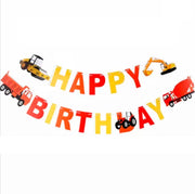 Verjaardagslinger-Betonauto- Graafmachine- Wals- Vrachtauto en Tractor- Kinderfeestje- Jongens