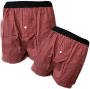 Embrator 2-stuks mannen Boxershorts geweven katoen donkerrood/beige XL