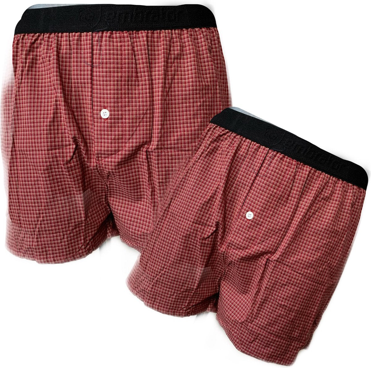 Embrator 2-stuks mannen Boxershorts geweven katoen donkerrood/beige XL