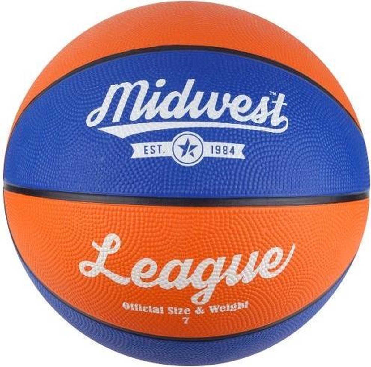 Midwest Basketbal League Rubber Blauw/oranje Maat 7