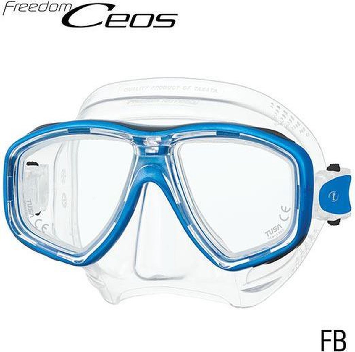 Tusa Ceos Masker transparant siliconen met fuchsia blauw frame