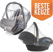 Ted&Tilly - Universele regenhoes en klamboe set - muskietennet (grijs) - all weather pakket - voor baby-autozitjes (bijv. Maxi-Cosi