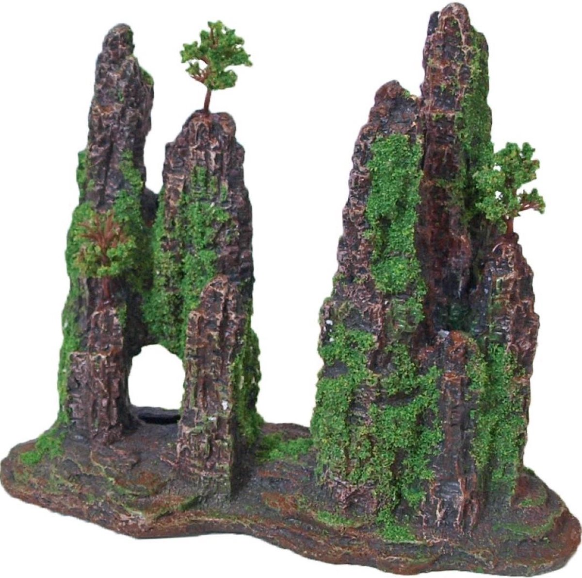 Polyresin ornament rotszuilen met gat mos en boom