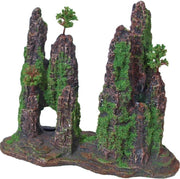 Polyresin ornament rotszuilen met gat mos en boom