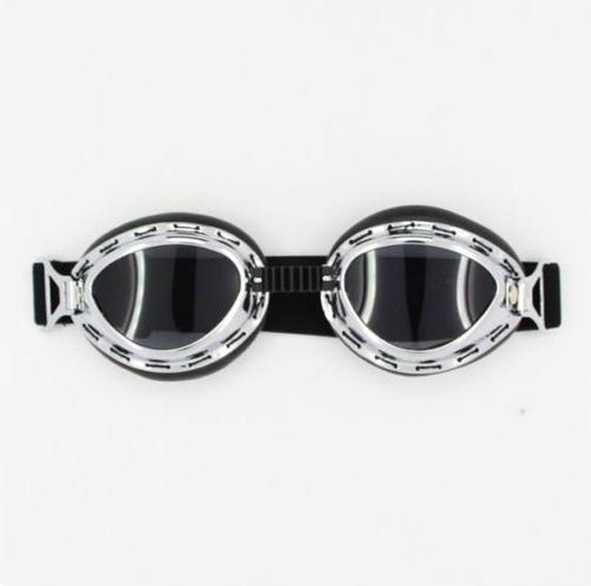 Chrome steampunk motorbril donker glas