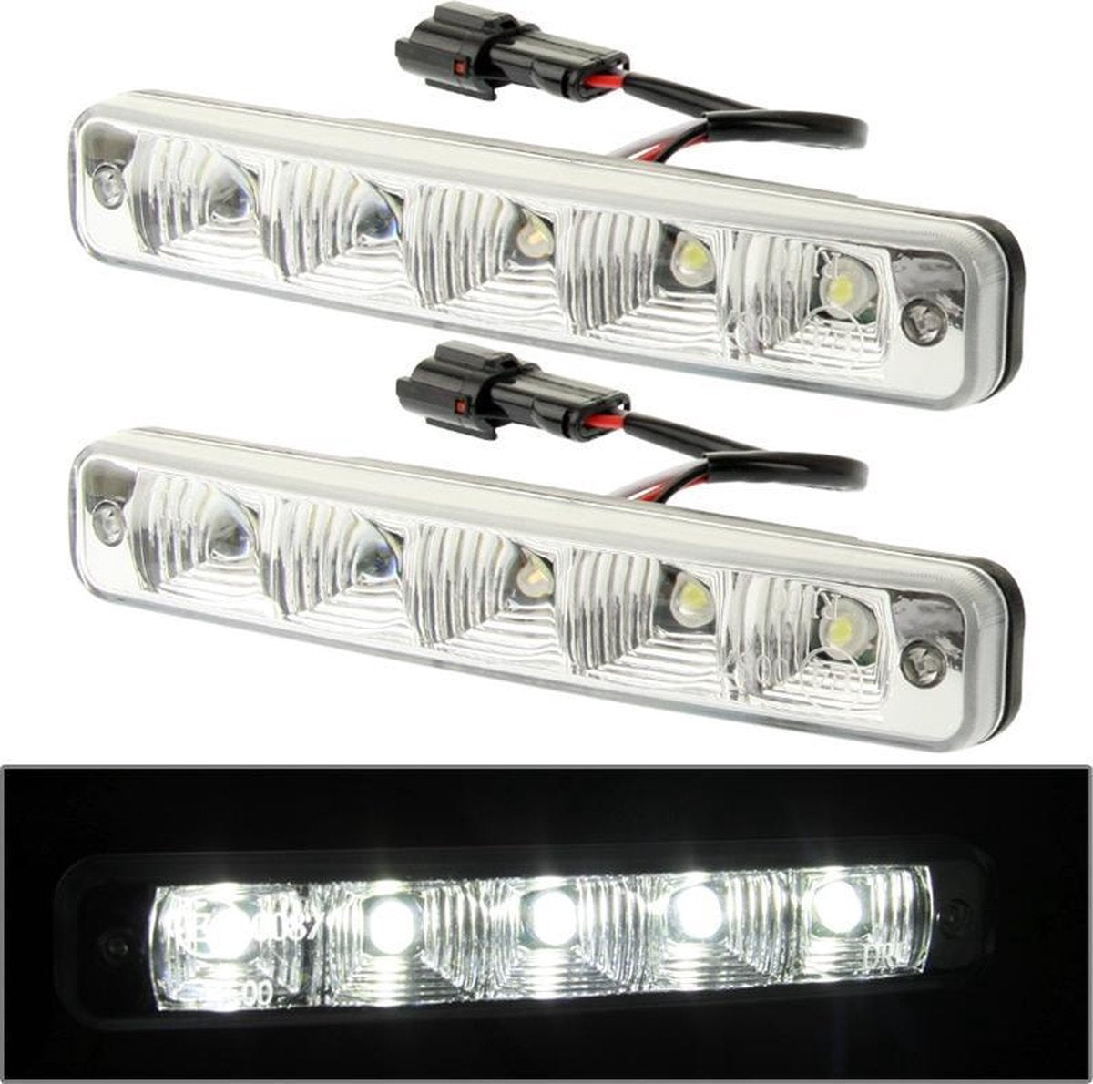 High Power Car Wit 2 x 5 LED Dagrijlichten