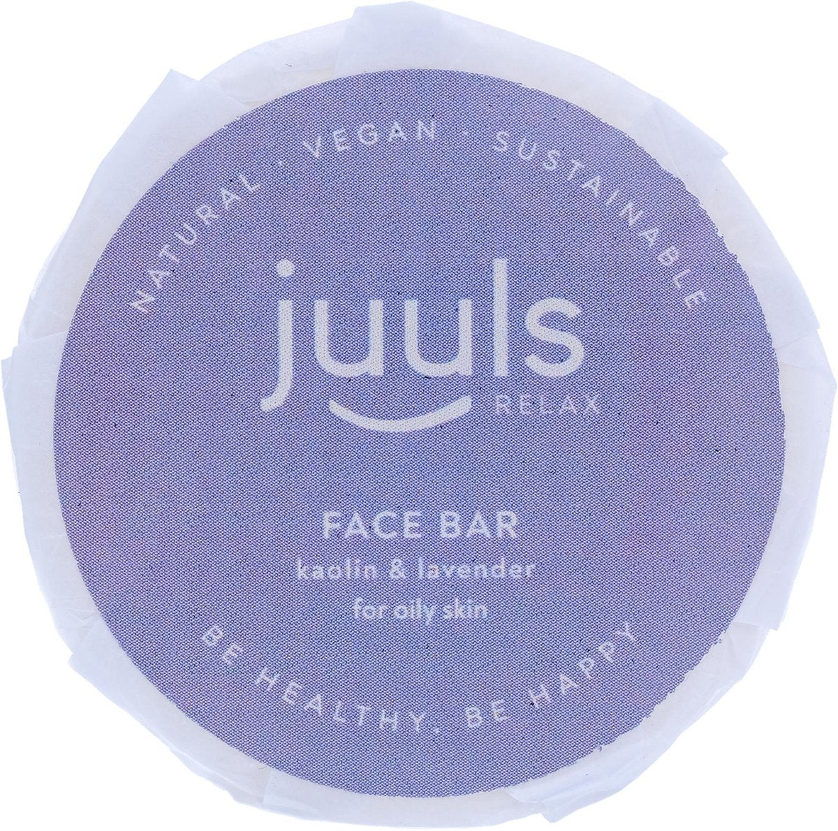 Juuls Vegan Care - Zeep - Gezicht - Bij Vette Huid - Witte Klei - Kaolin - Lavendel Olie - Face Bar - Duurzaam - Halal - Zero Waste - Diervriendelijk - Zonder Parabenen - Halal - 60 gr