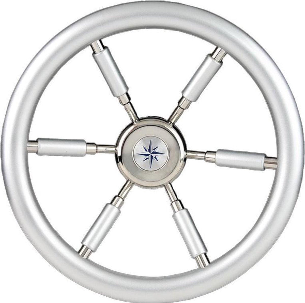 allpa 6-Spaaks stuurwiel "Leader Silver" RVS met zilver-look rand en deels spaken