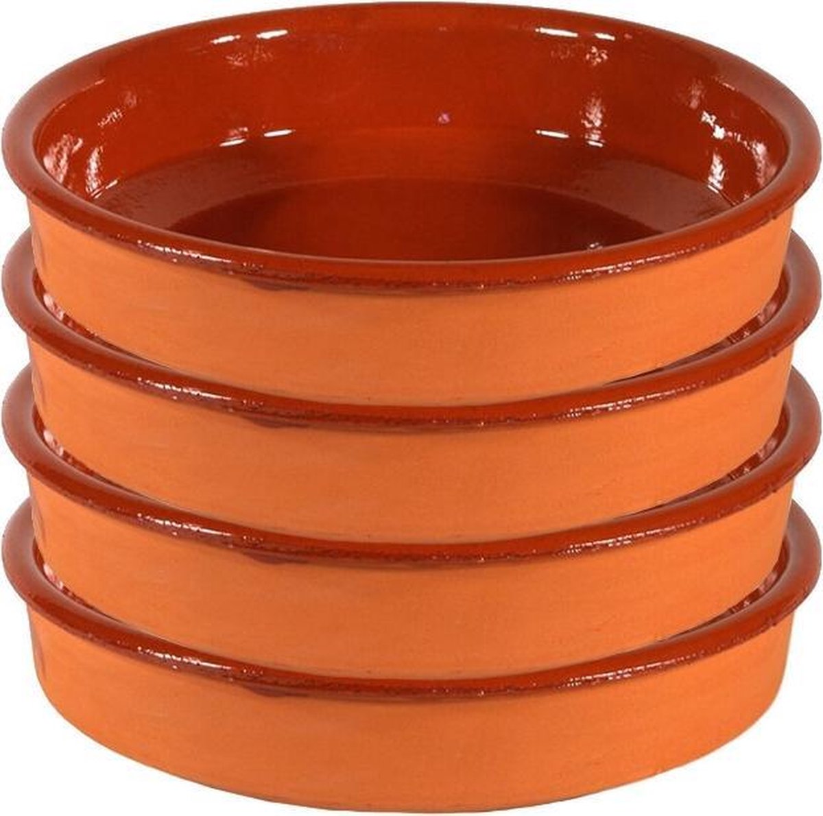 4x Tapas schalen bruin/ terracotta 21 cm - Tapas serveerschalen/borden