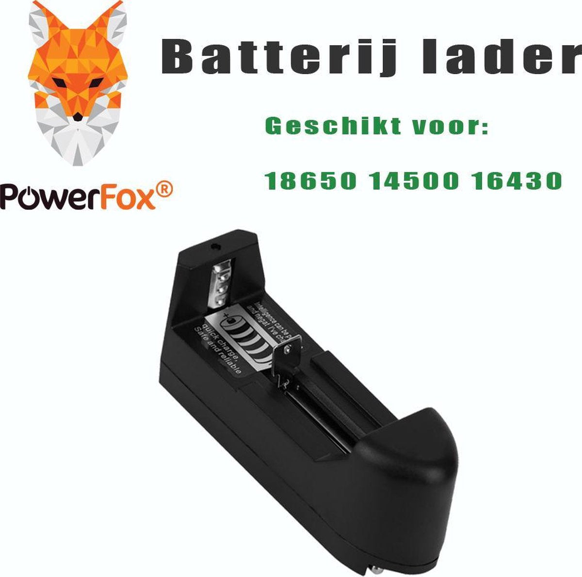 Powerfox® - Batterij oplader voor 18650 14500 16430 Batterijen | Oplader voor Oplaadbare 18650 Batterijen