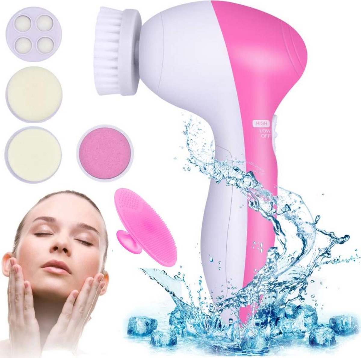 Zendella Luxe Gezichtsborstel 5-in-1 + GRATIS Gezichtborstel | Gezichtsreinigingsborstel | Reiniger | Gezichtsverzorging | Massage