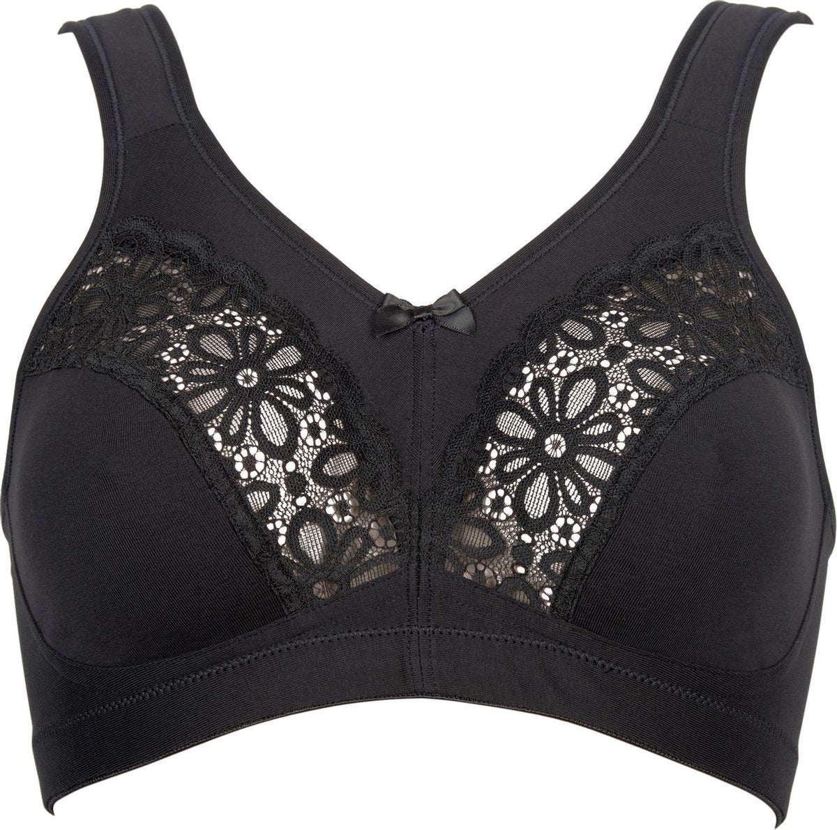 Elbrina Dames Katoenen Beugelloze Beha - Zwart - Maat 80D