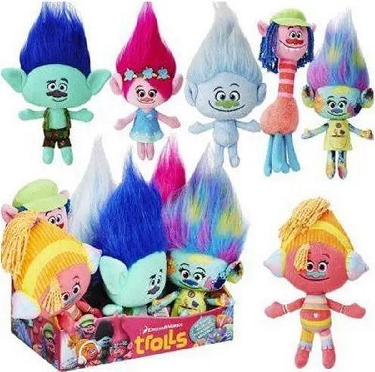Knuffelset Dreamworks Trolls 6 stuks met o.a. Poppy (Ca 25 cm)