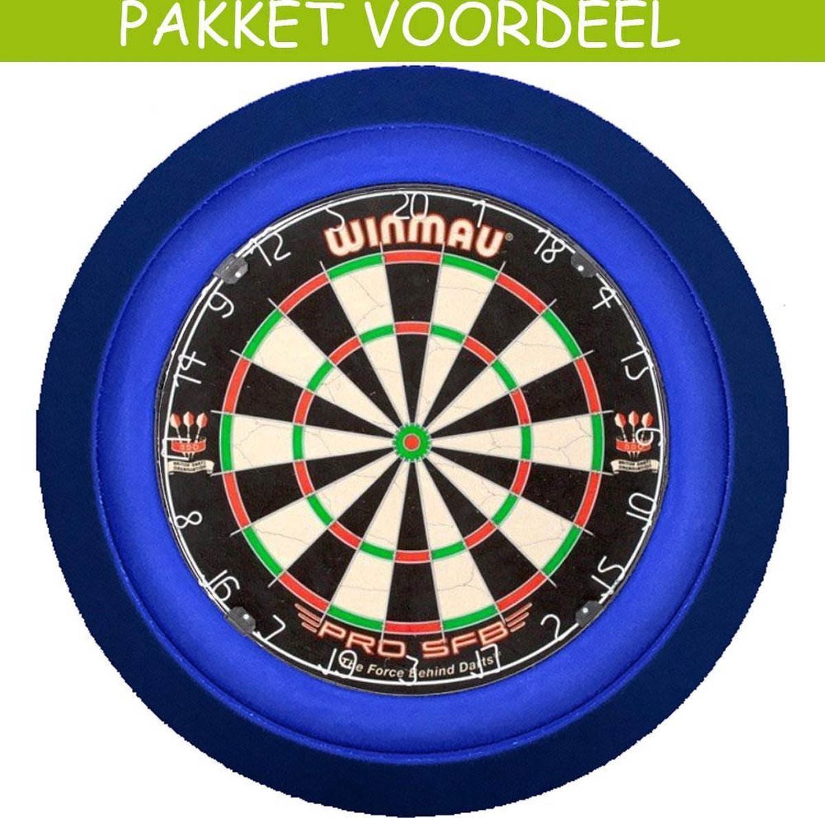 Dartbord met Verlichting Voordeelpakket (Blauw) + Pro SFB + Lena DeLuxe