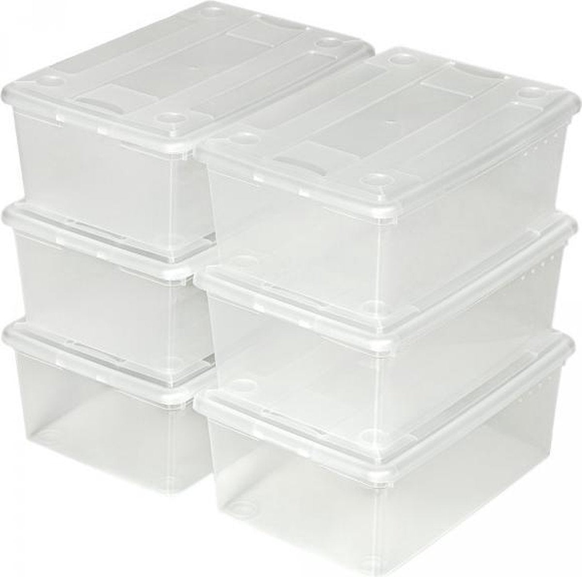 TecTake - set van 6 transparante opbergdozen - 33 x 23 x 12 cm - 401685