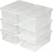 TecTake - set van 6 transparante opbergdozen - 33 x 23 x 12 cm - 401685