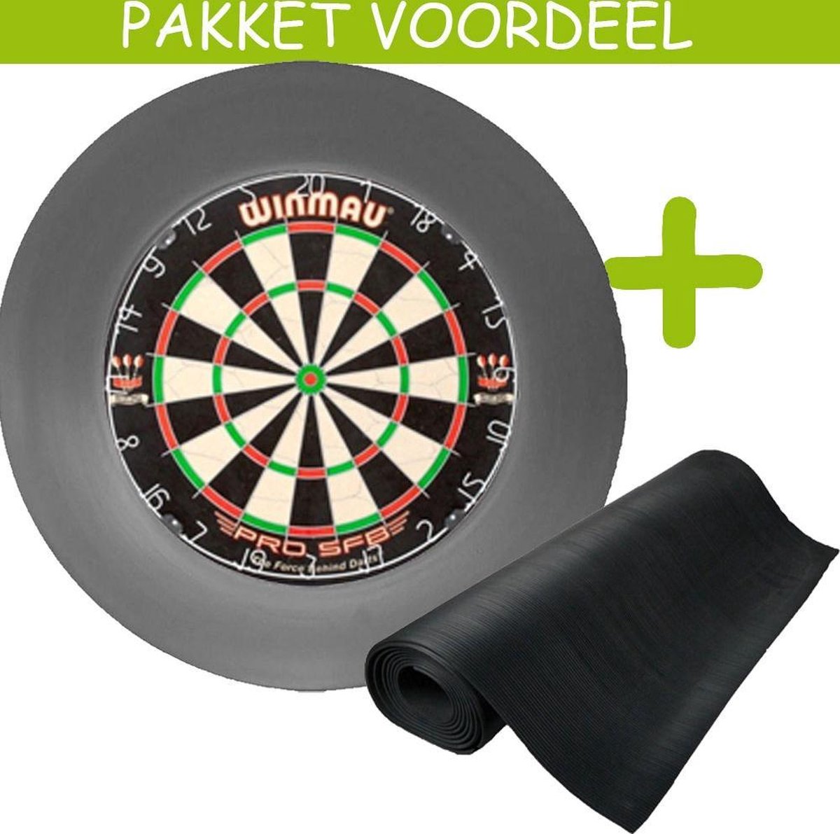Dartbaan Basic - Pro SFB-90 x 300 -Rubberen Surround - (Zwart)