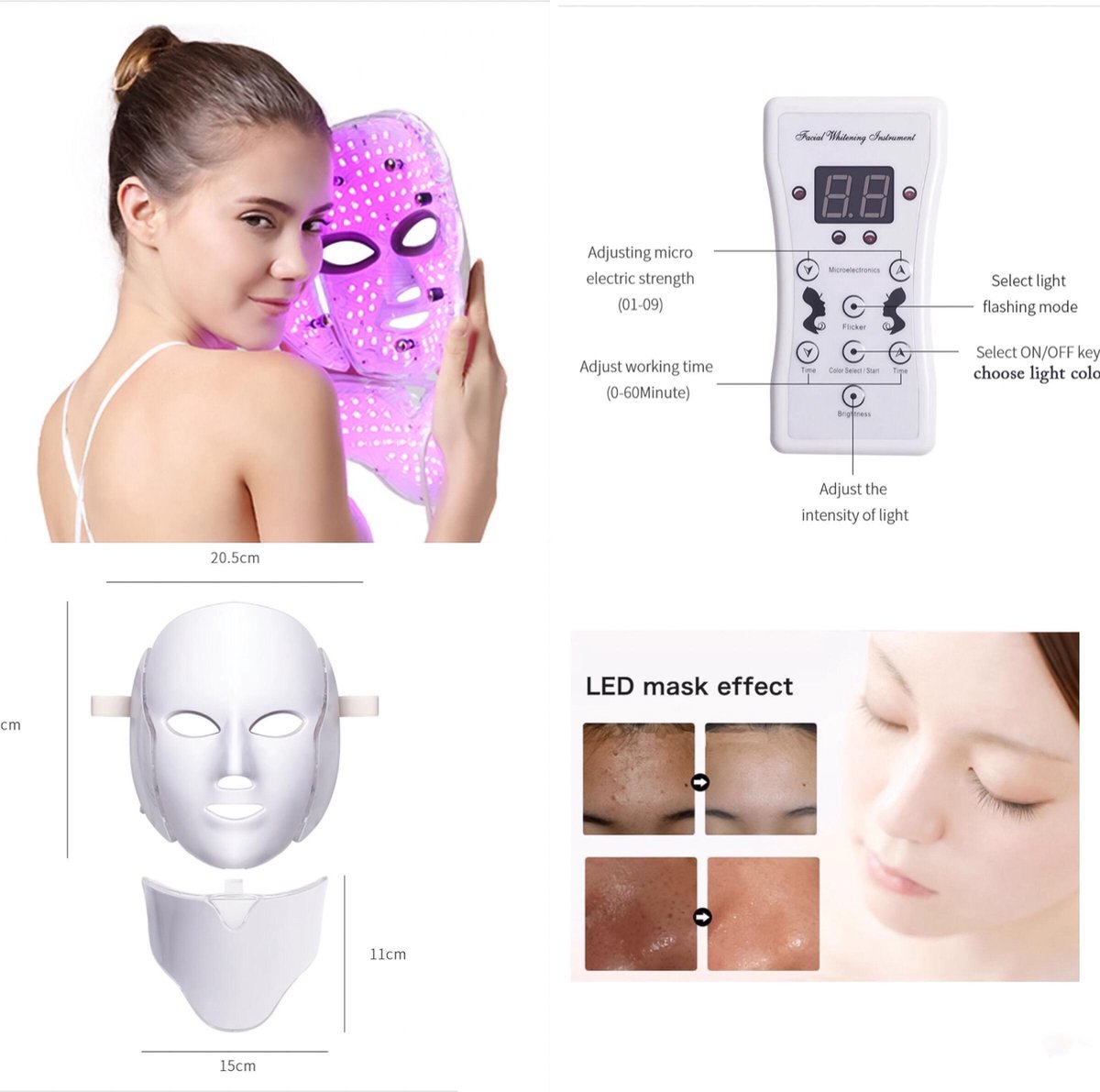 Led Gezichtsmasker Anti Rimpel Huidverzorging – Lichttherapie – Litteken Verwijderaar – Skin cleanser – Huidverzorgings masker – Gezichtsbehandeling – Anti Aging Masker – Huidverzorg - Huidverjongingsapparaat