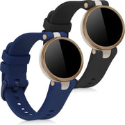 kwmobile 2x horlogeband voor Garmin Lily - siliconen band voor fitnesstracker - zwart / donkerblauw