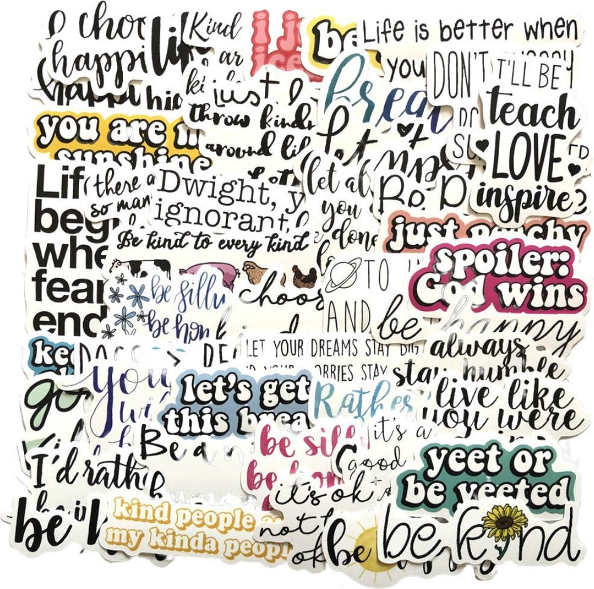 Winkrs - Stickermix met Quotes en Teksten - Stickers 50 stuks