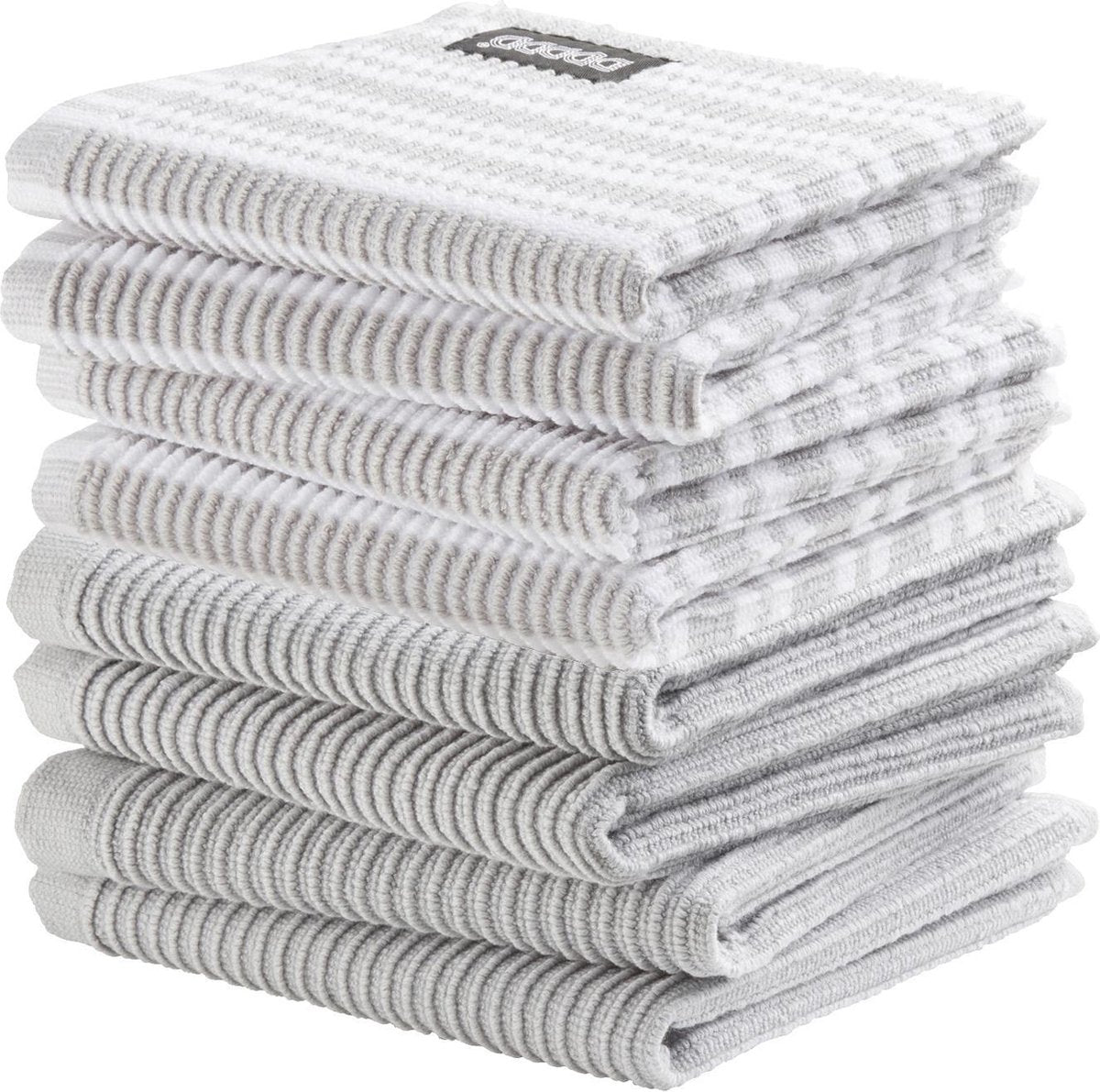 DDDDD combiset vaatdoek basic (4 stuks) + classic (4 stuks) neutral light grey