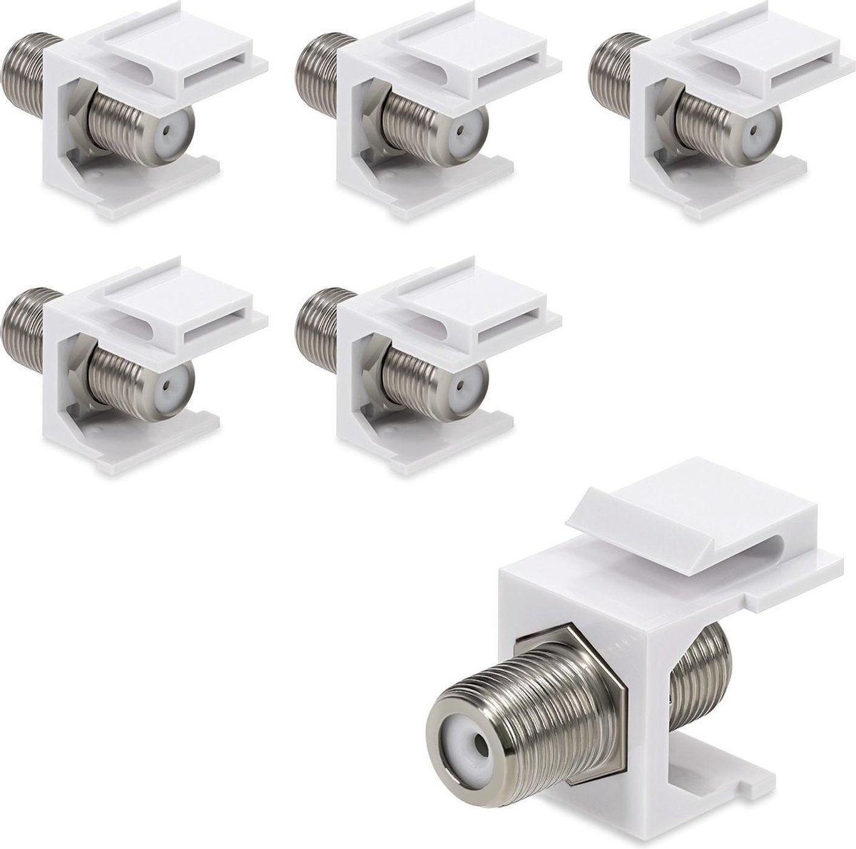kwmobile 6x F-connector voor coax kabels - F-stekkers voor DVB-S en DVB-S2 aansluiting - Snap-in systeem - Voor patchpanelen en netwerkcontactdozen