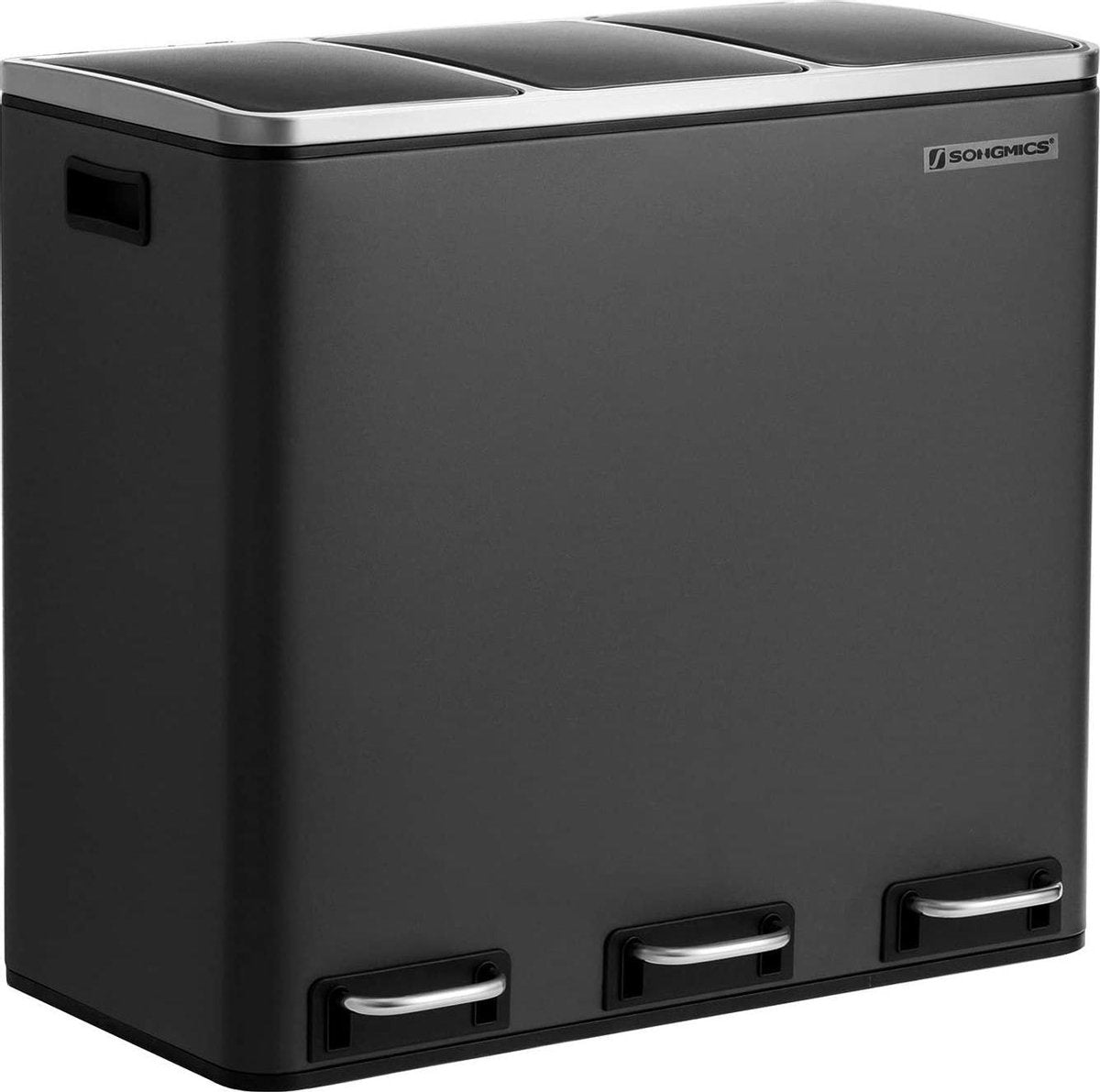 Nancy's Swanton 54L Prullenbak - Pedaalemmer - Recycling - 3 Compartimenten - Soft-Close - Binnenbakken - Draaghendels - 61