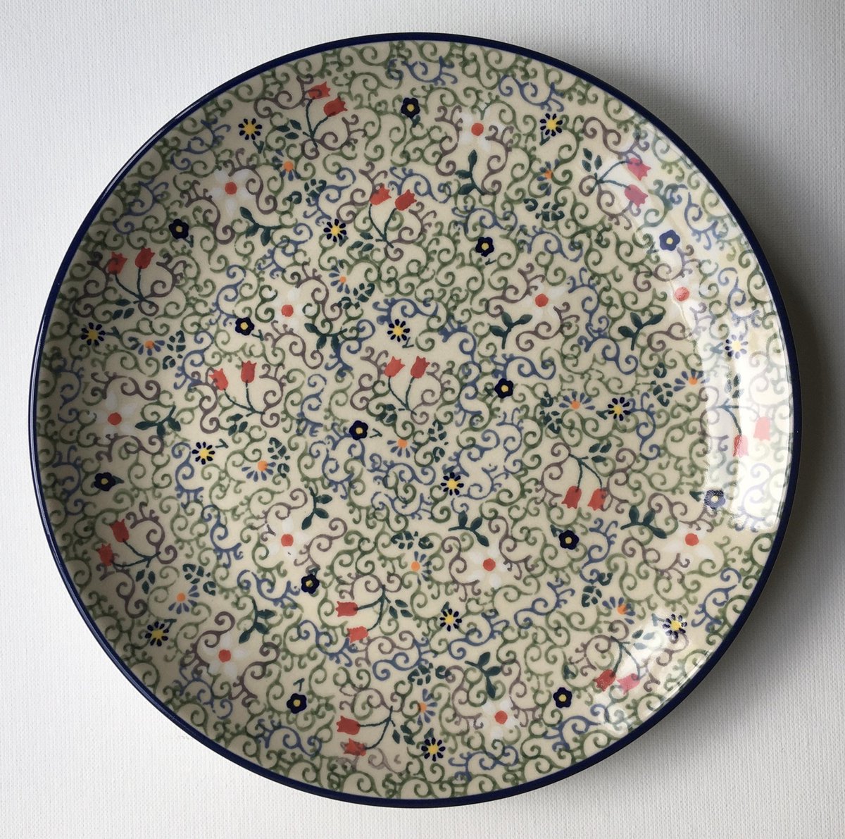 Bunzlau dinerbord rode tulpjes