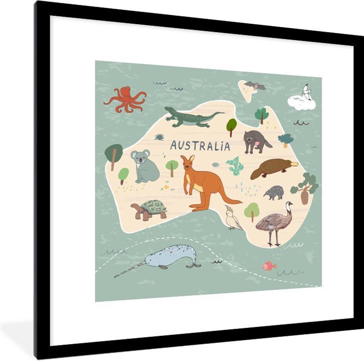 Wereldkaart kinderen - Dieren - Australië
