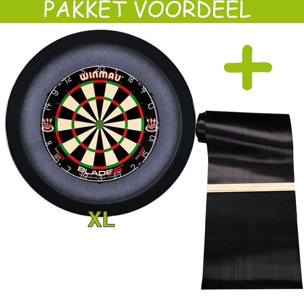 Dartbaan Pro - Dual Core-120 x 300 Inclusief Oche-Dartbordverlichting Basic XL - (Zwart)