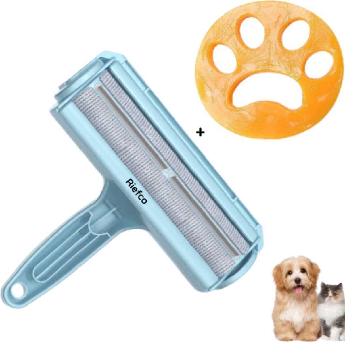 Riefco Huisdierhaar Verwijderaar Inclusief Oranje Huisdier Was - Kattenhaar verwijderaar - Kattenborstel en Hondenborstel -  Honden en Kattenhaar Verwijderaar van Kleding Meubels en Bank!