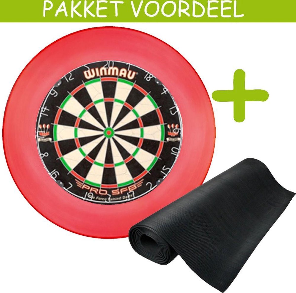 Dartbaan Basic - Pro SFB-120 x 300 -Rubberen Surround - (Rood)