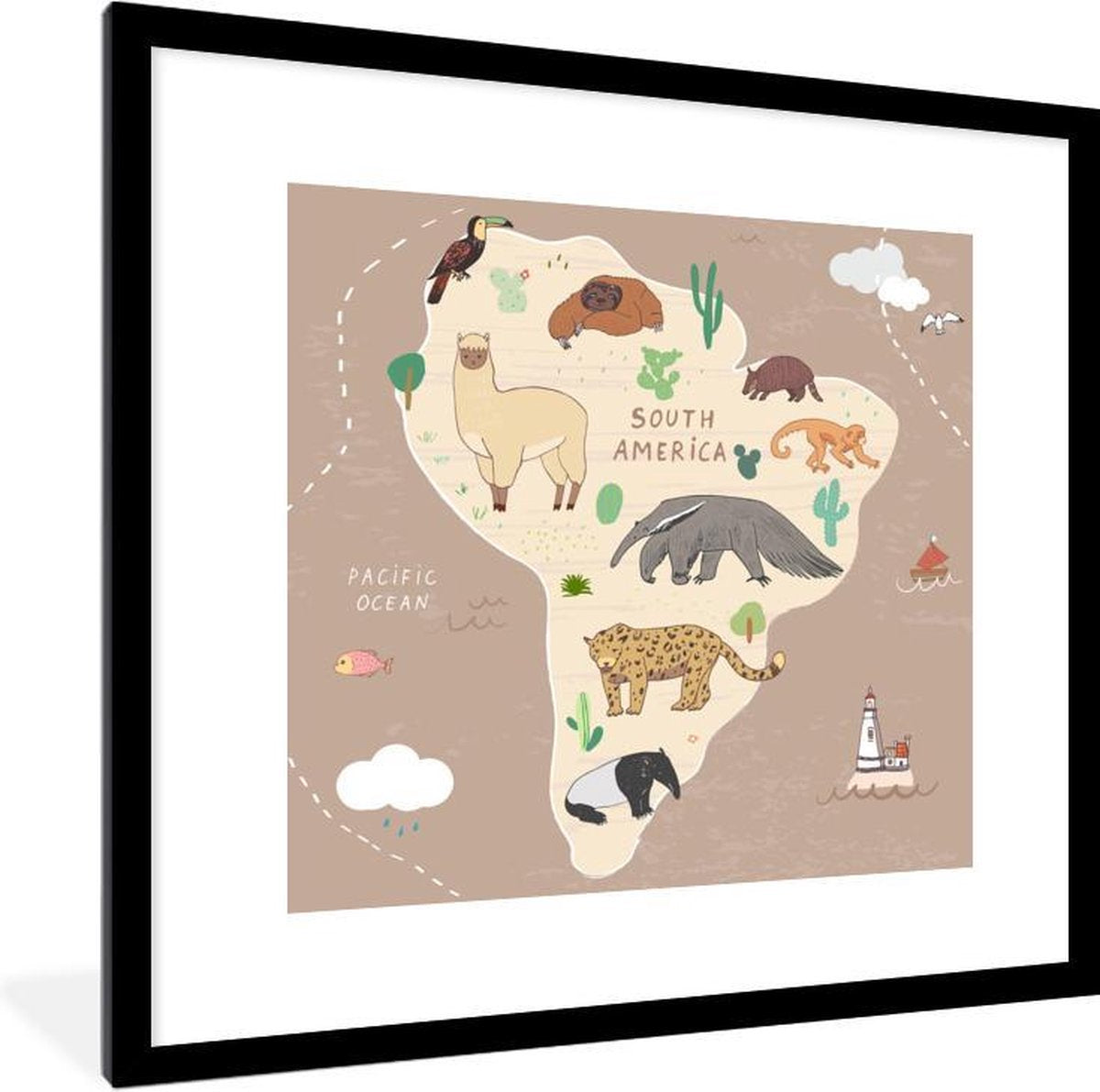 Dieren - Wereldkaart kinderen - Bruin