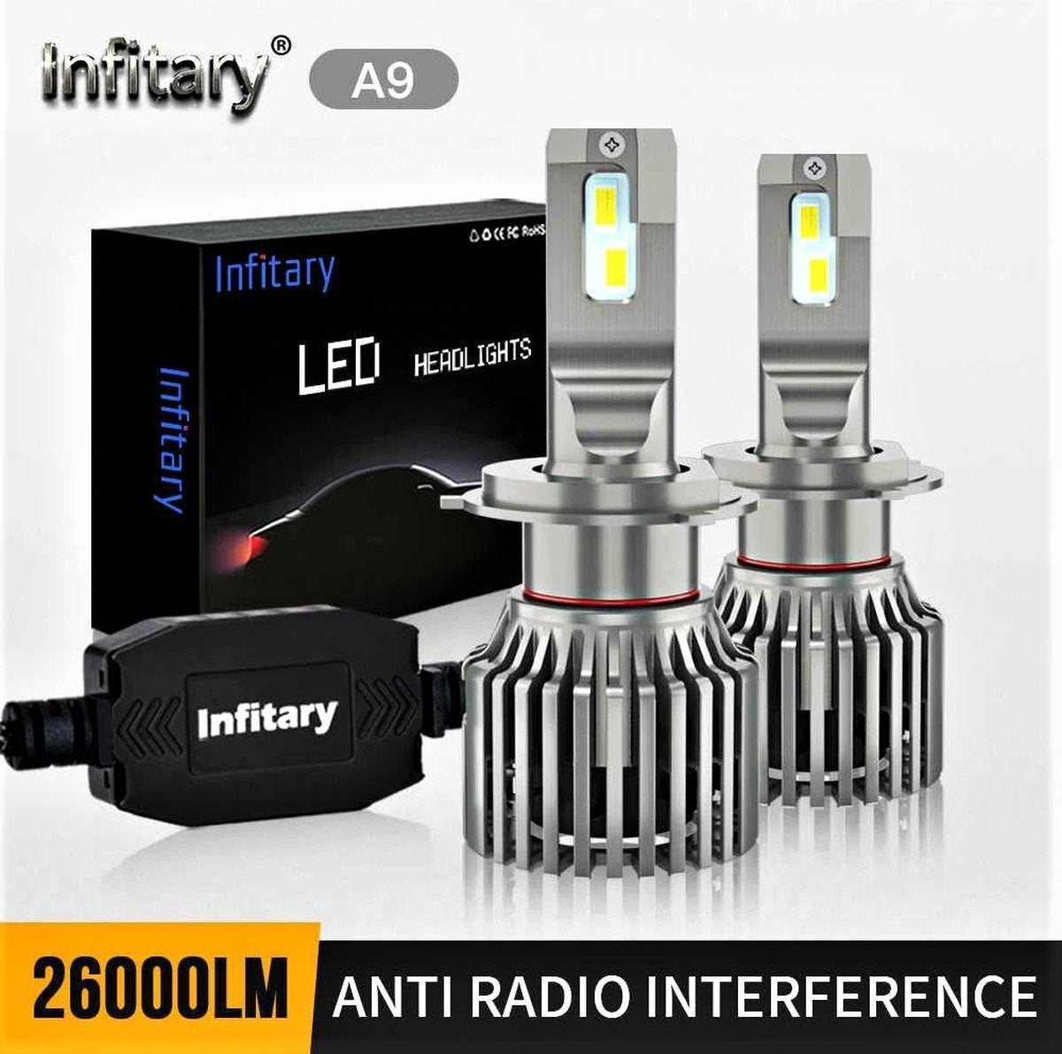 H4 LED lamp (set 2 stuks) incl CANbus EMC CHip 26000 Lumen 6500k Ultra-bright Wit 140 Watt Motor / Auto / Scooter / Motor / Vrachtwagen / Dimlicht / Grootlicht / Lampen / Autolamp / Autolampen / Koplampen / CANbus Adapter / Vespa Sprint  Primavera