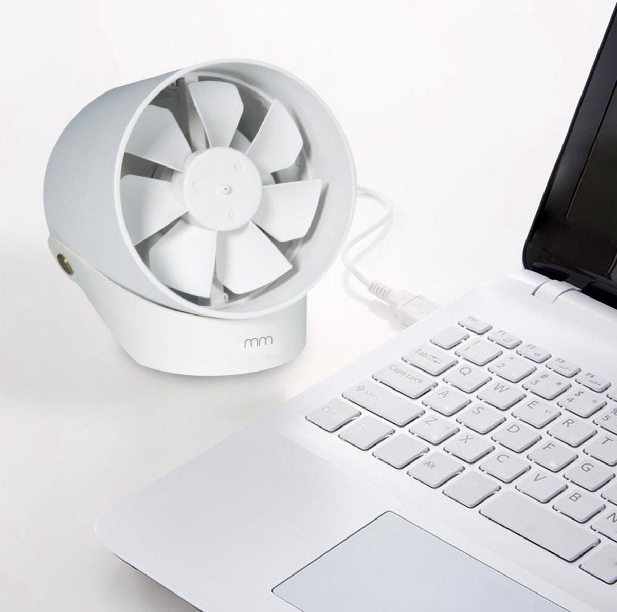 MikaMax USB Design Ventilator – Mini Ventilator - USB Ventilator Voor Laptop – Wit