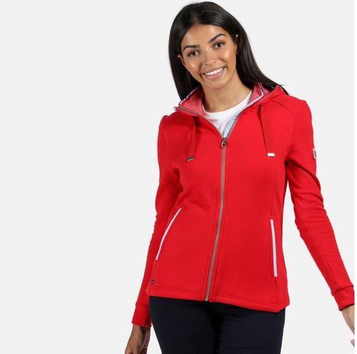 Dames Ramana Middelzware fleece met volledige ritssluiting en capuchon Outdoortrui rood