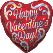 Standard Iridescent HVD Swirls Foil Balloon heart S55 packaged
