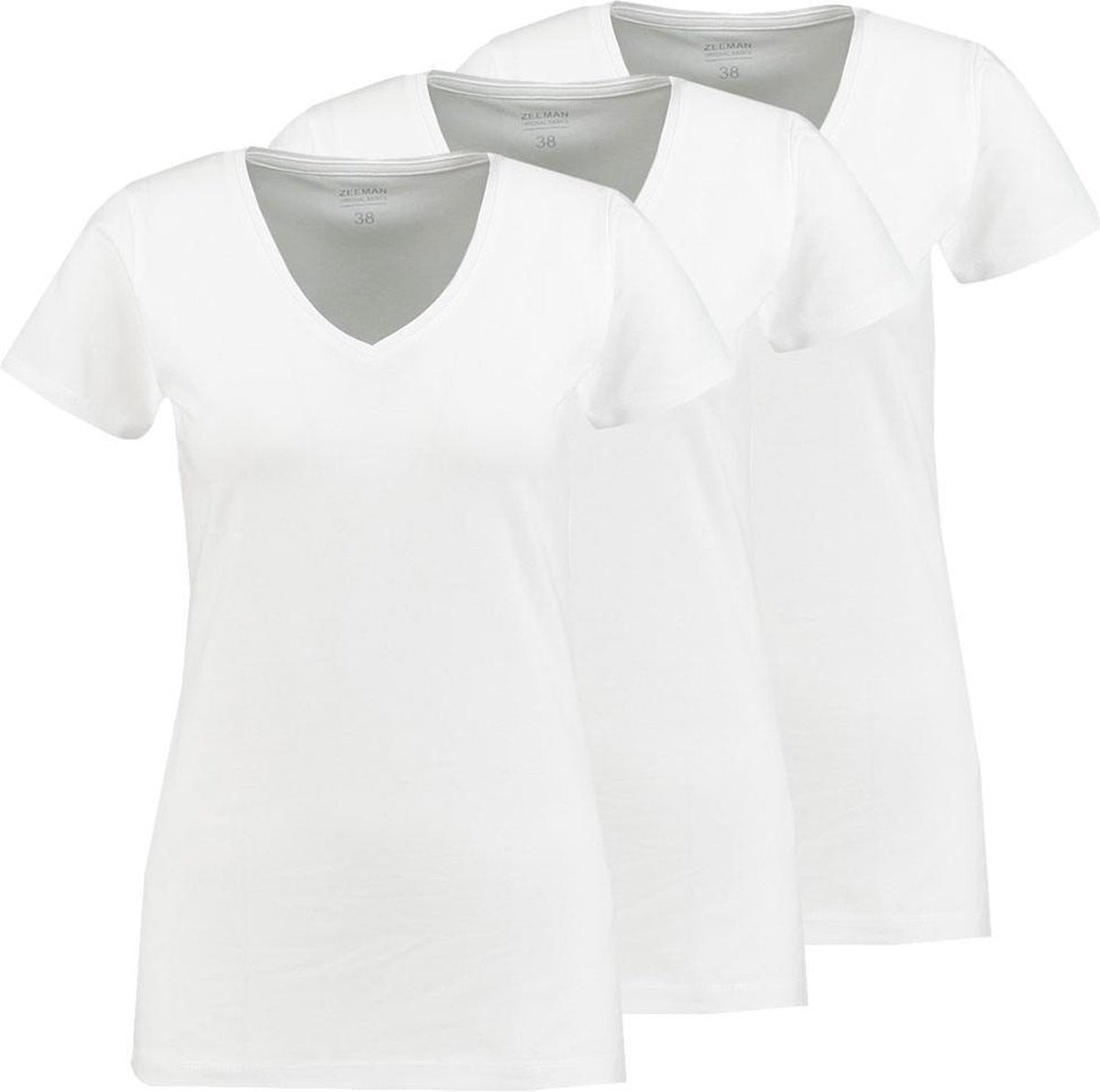Zeeman dames T-shirt korte mouw - wit - maat 46 - 3 stuks