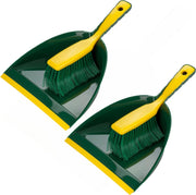 Set van 2x stuks klauwstoffer en blik groen/geel voor buiten - Schoonmaakartikelen/Tuingereedschap