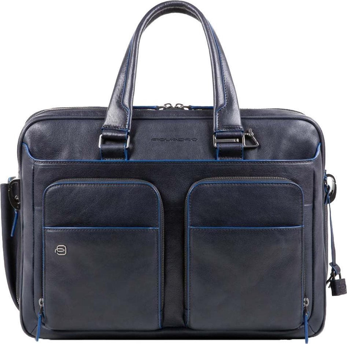 Piquadro Laptoptas Blue Square Leer - blauw