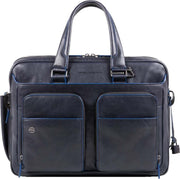 Piquadro Laptoptas Blue Square Leer - blauw