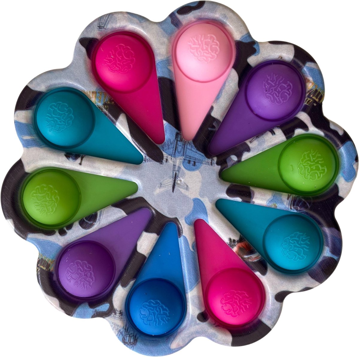 Premium Simple Dimple Multi Color Fidget Toy | Pop It / Fidget Pad | Tik Tok Simpl Dimpl Fidget | Camo Blauw