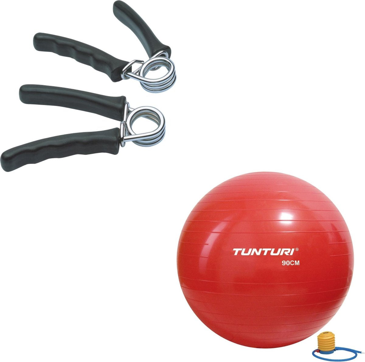 Tunturi - Fitness Set - Knijphalters 2 stuks - Gymball Rood 90 cm