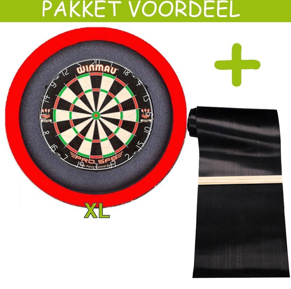 Dartbaan Pro - Pro SFB-120 x 300 Inclusief Oche-Dartbordverlichting Basic XL - (Rood)
