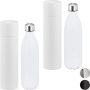 relaxdays 2 x drinkfles rvs - waterfles - isoleerfles 1 liter - drinkbeker - wit