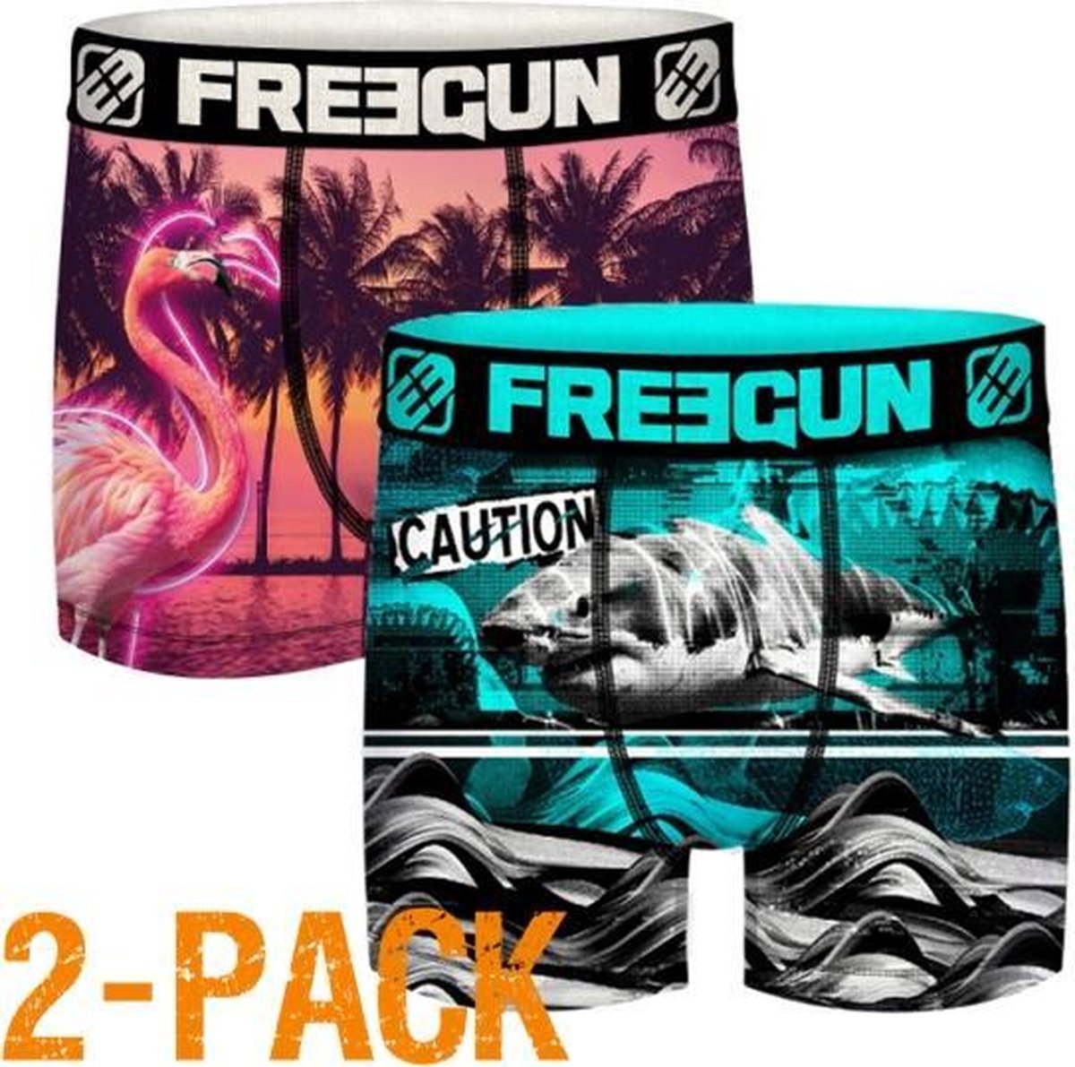 Freegun microvezel | MAAT L | 2-pack heren boxershorts | Animals neon