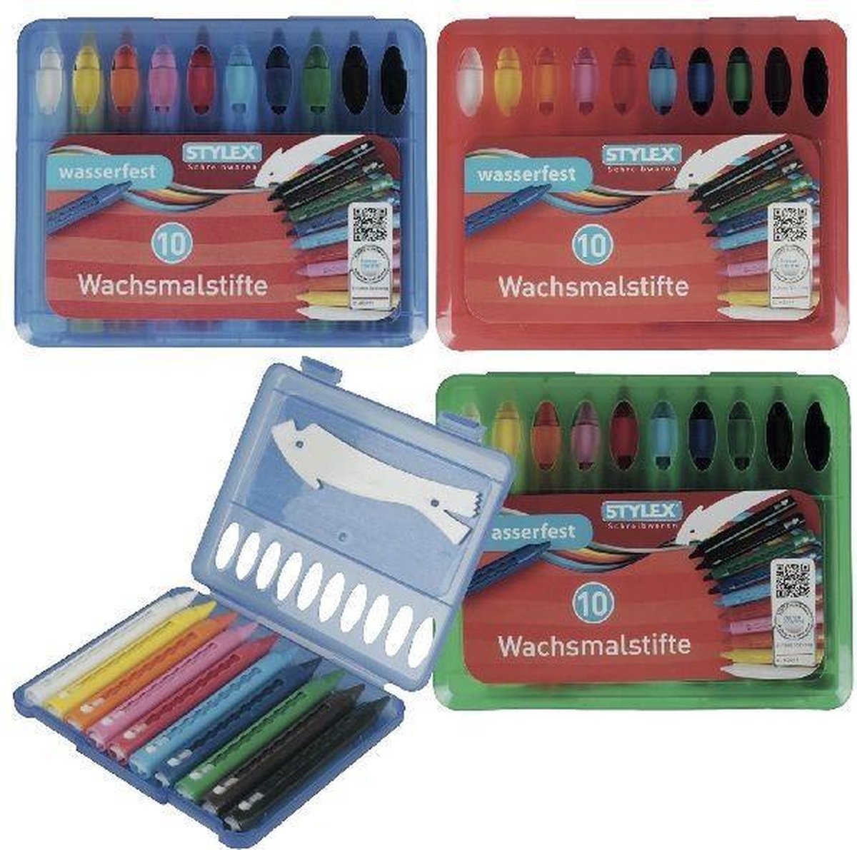 Toppoint  wascokrijtjes in huls 10 stuks blauw doosje