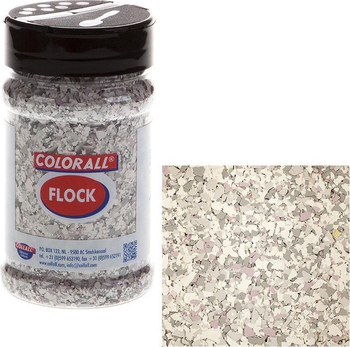 Decoratie vlokken ( Flock ) mix Rome (wit/grijs) 150 gram
