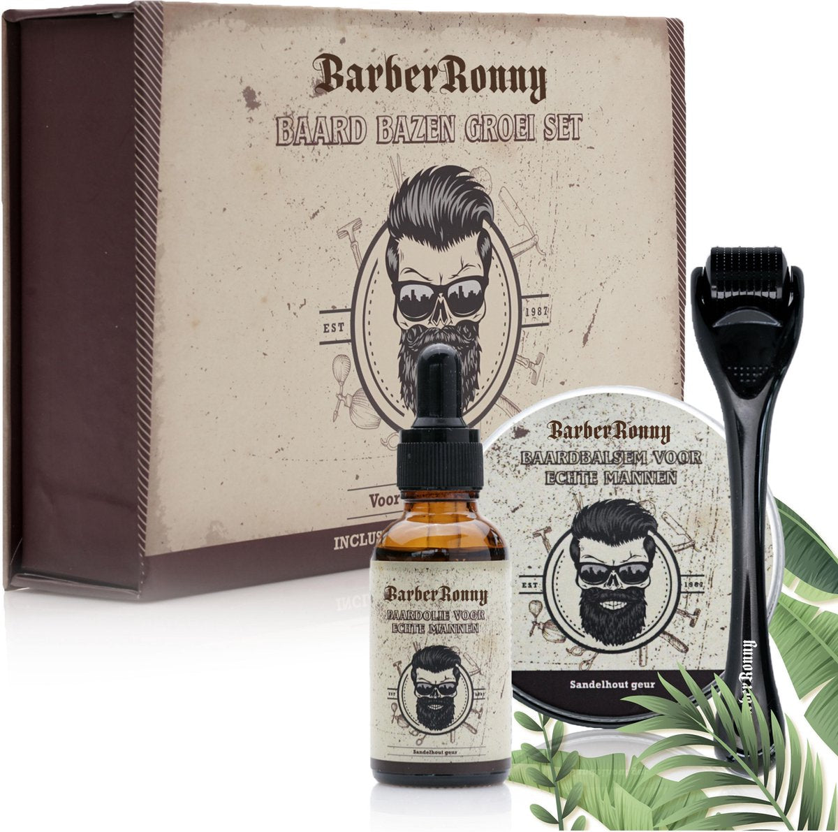 BarberRonny®  - Baard Bazen Groei Set - Baardverzorging set - Baardolie - Baardroller - Baardbalsem - Baardgroei kit