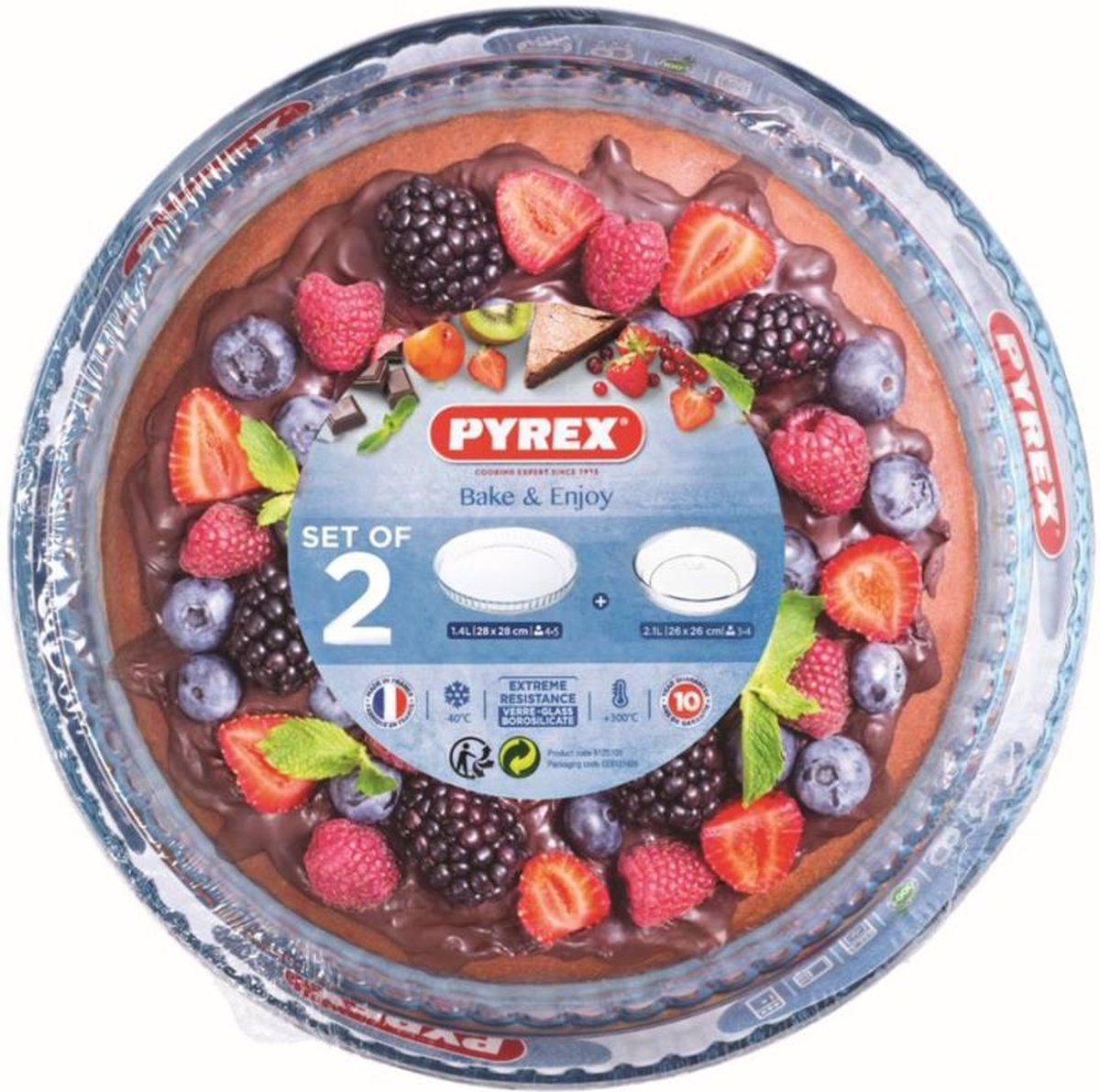 Pyrex Bake&Enjoy Ovenschalen - Ø 28 cm - Set van 2 - Borosilicaatglas